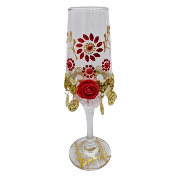 Taça Vidro Cigana Medalhas Vermelho Dourado