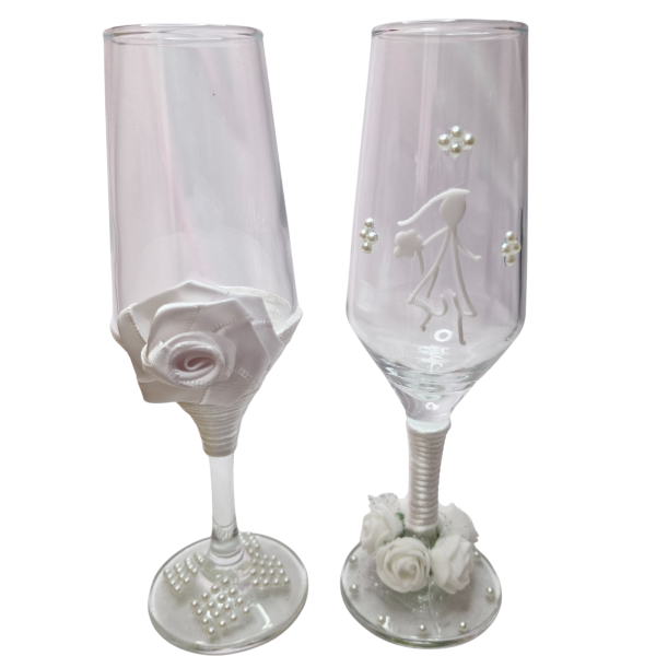 2 Taças Vidro Casamento Romântico Noivos Brinde Casal