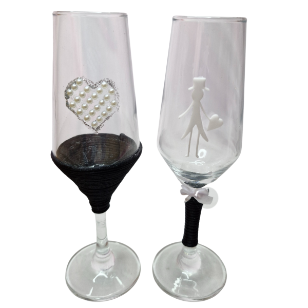 2 Taças Vidro Casamento Noivos Casal Presente