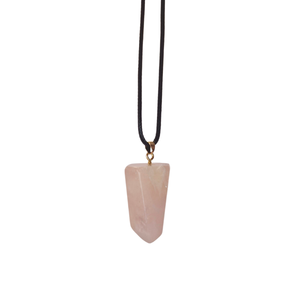 Colar Cordão com Pingente Quartzo Rosa Natural