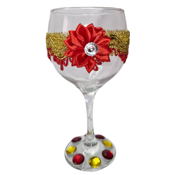 Taça Royal Cigana Vermelha e Dourada Flor