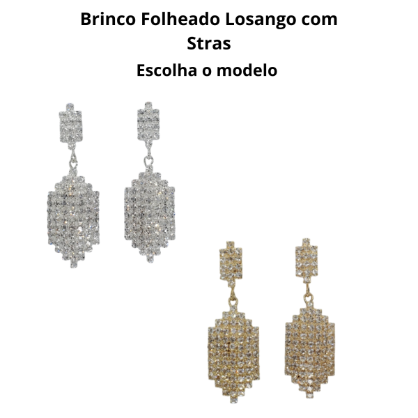 Brinco Losango com Strass