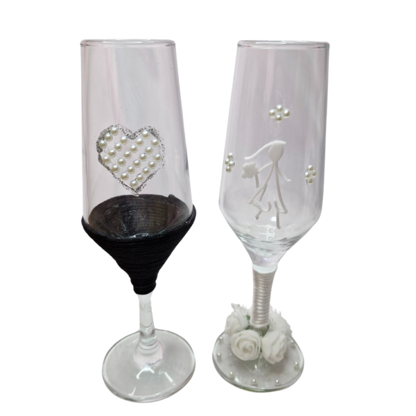 2 Taças Vidro Casamento Noivos Brinde Romântico
