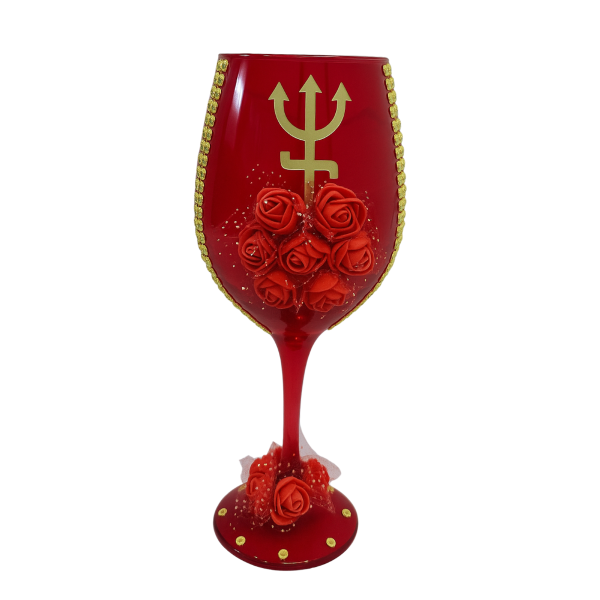 Taça Luxo Vidro Pomba Gira Rosas Vermelhas 490 ml 