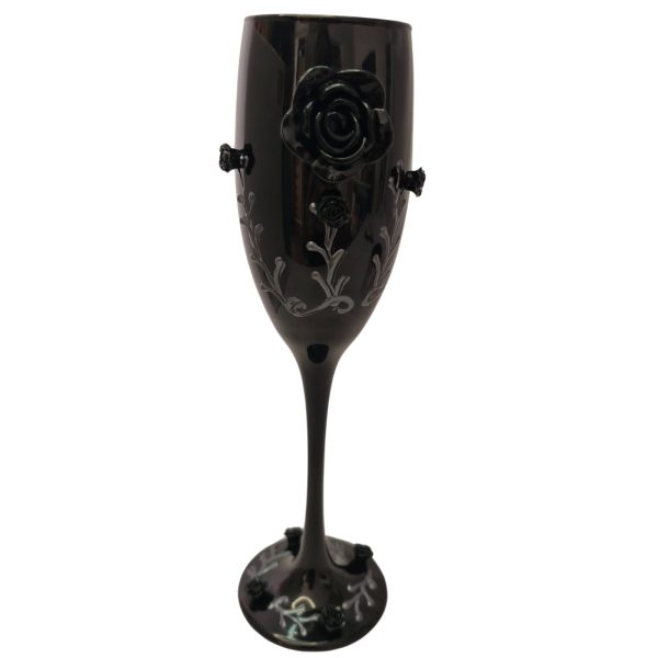 Taça Vidro Preta Pomba Gira Rosas 196 ml