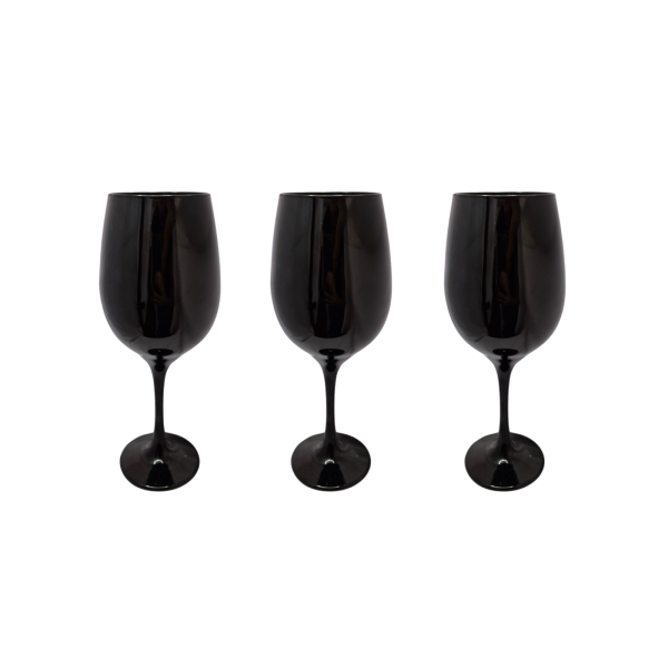 Conjunto 3 Taças Vidro Preta Vinho Água 490ml Nadir