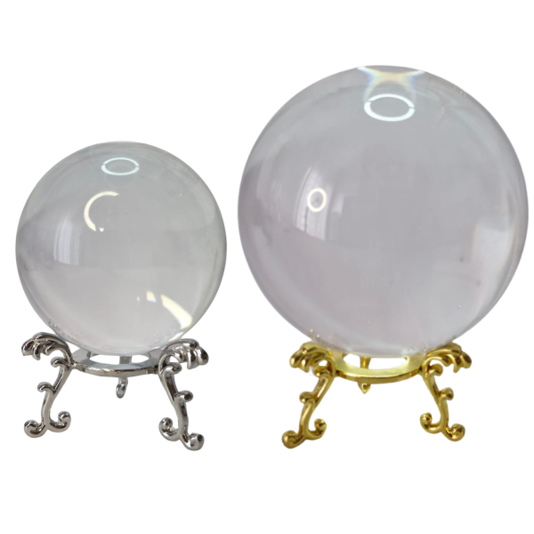 Kit 2 Bolas de Cristal  6 cm e 8 cm Transparente com Base