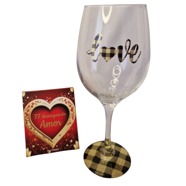 Kit Box do Amor + Taça de Vidro Presente Casal