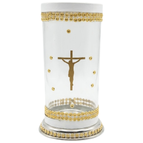 Porta Vela 7 Dias 18 cm Jesus Cristo Cruz