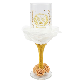 Taça Vidro Bodas de Ouro 50 anos Casamento 185 ml Presente