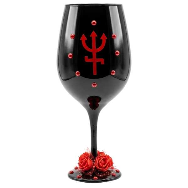 Taça Preta Pomba Gira Rosa Tridente Vermelho
