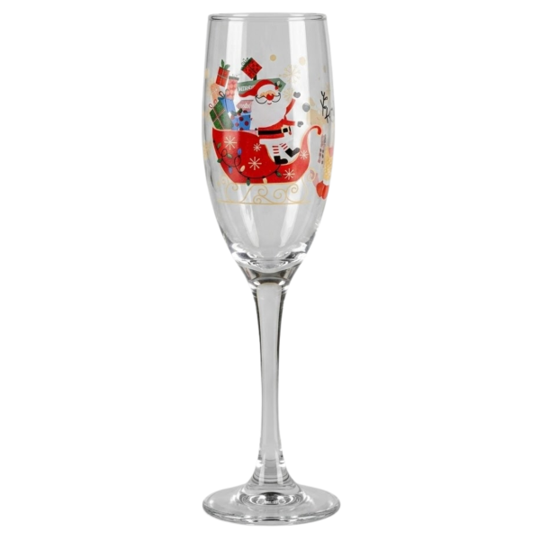 Taça Vidro Champanhe 196 ml Presente Natal Papai Noel