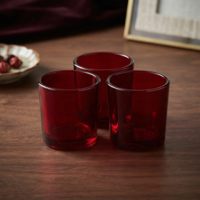 Kit 3 Copos Vidro Vermelho Tumbler Whisky 265 ml