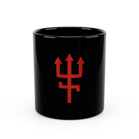 Copo de Vidro Preto para Whisky Exu Tridente Vermelho