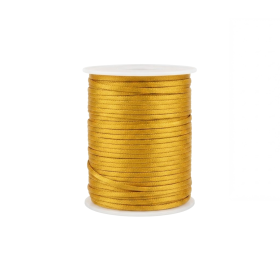 Cordão de Cetim Rabo de Rato 2mm Rolo com 50 m Ouro