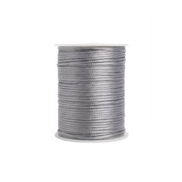 Cordão de Cetim Rabo de Rato 2mm Rolo com 50 m Prata