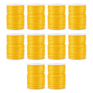 Kit 10 Cordões de Cetim Rabo de Rato 2mm Rolo 50m Amarelo