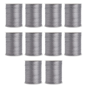 Kit 10 Cordões de Cetim Rabo de Rato 2mm Rolo com 50 m Prata