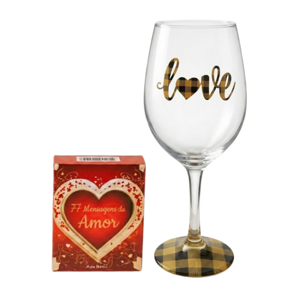 Kit Box do Amor + Taça de Vidro Presente Casal