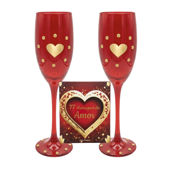 Kit Box do Amor + 2 Taças de Vidro Casal Presentes Namorados
