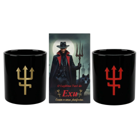 Kit Exu: Baralho 36 Cartas com 2 Copo de Vidro Tridente