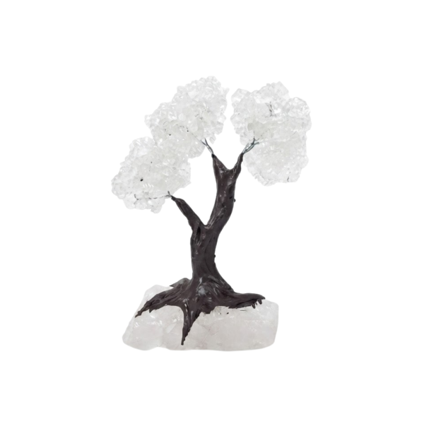 Árvore de Pedra Natural Quartzo Transparente Cascalho