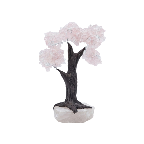 Árvore de Pedra Natural Quartzo Rosa Cascalho