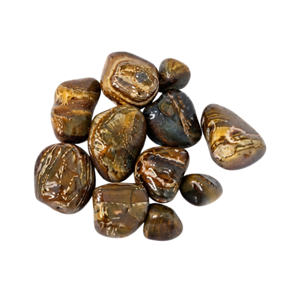 Pedra Olho de Tigre 3 a 5 cm Rolada 250g Natural