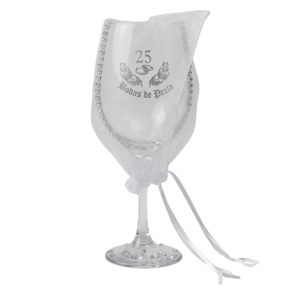 Taça Vidro Bodas de Prata 25 Anos Luxo Casal Vinho