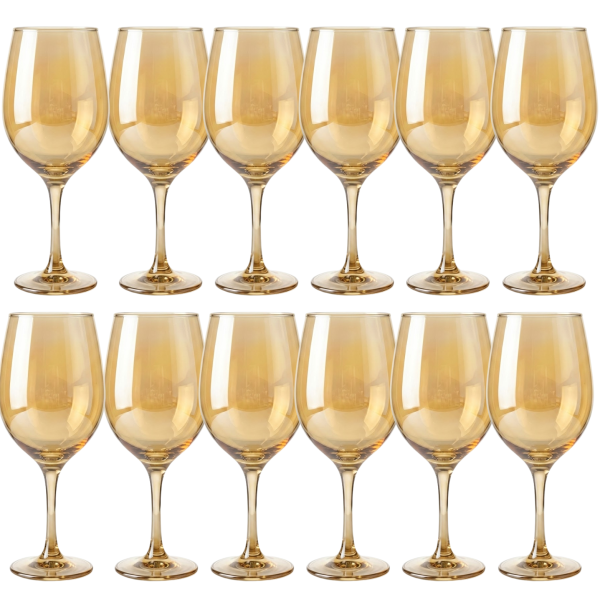 Conjunto 12 Taças Vidro Âmbar Vinho 490 ml Nadir