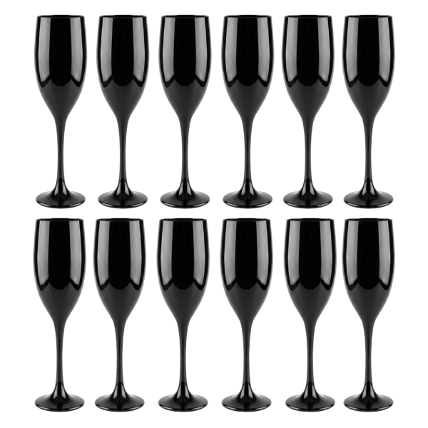 Conjunto 12 Taças Vidro Preta Champanhe 190 ml Nadir
