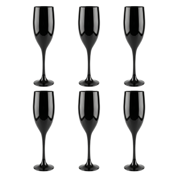 Conjunto 6 Taças Vidro Preta Champagne 190 ml Nadir