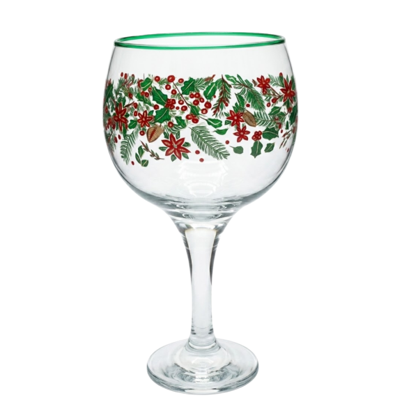 Taça Vidro de Gin Vinho Água 600 ml Decoração Natalina Verde