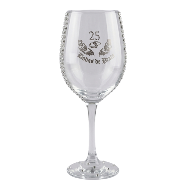Taça Vidro Bodas de Prata 25 Anos Luxo Casal Vinho