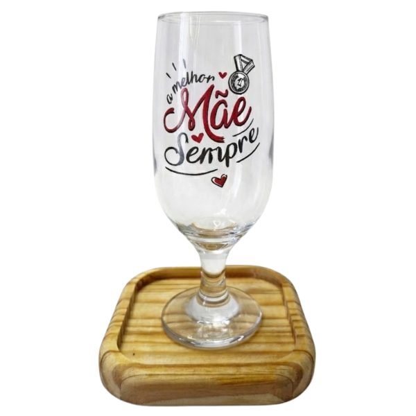 Taça com Bandeja Frase Mãe Amor Personalizada Presente