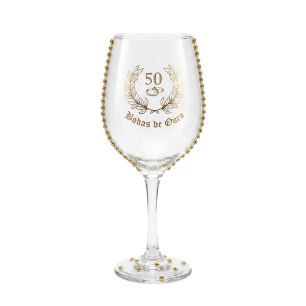 Taça Vidro Bodas de Ouro 50 Anos Luxo Casal Vinho