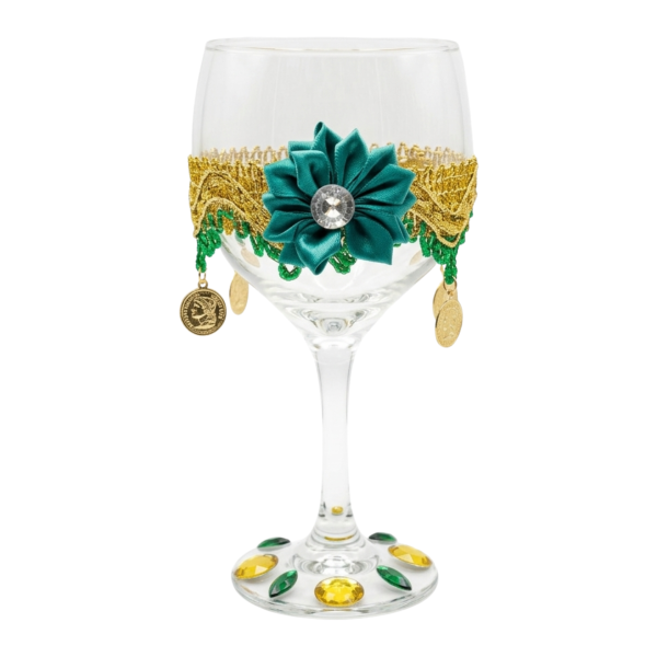 Taça  Cigana Esmeralda Verde e Dourado + Presente