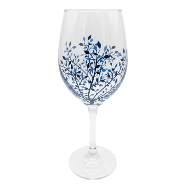 Taça de Vidro Grande 490ml Vinho Água Flor Azul