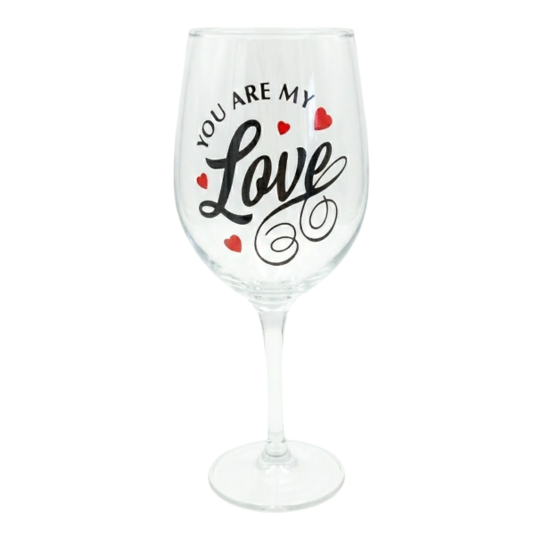 Taça Vidro Frase Love Namorados Casal Vinho 490ml