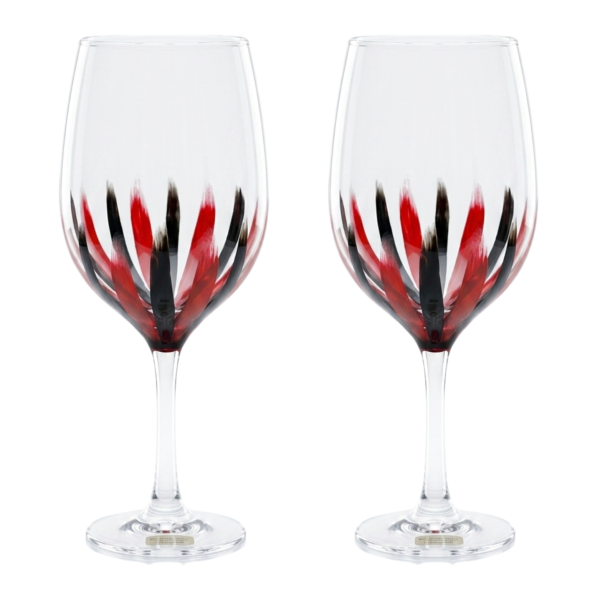 Kit 2 Taças de Vidro Grande 490ml Vinho Água  Preto Vermelho