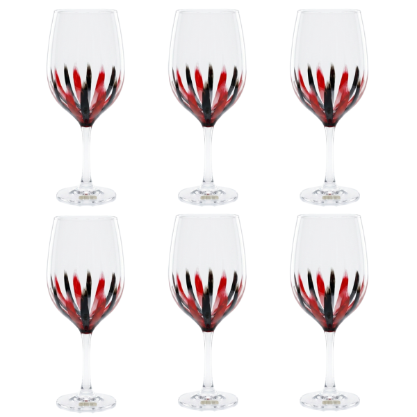 Kit 6 Taças de Vidro Grande 490ml Vinho Água Preto Vermelho