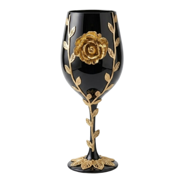 Taça Preta Pomba Gira Rosa Dourada