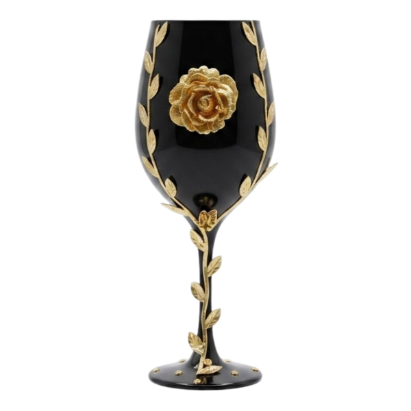 Taça Preta Pomba Gira Rosa Dourada