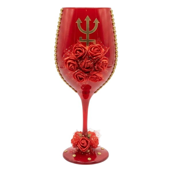 Taça Luxo Vidro Pomba Gira Rosas Vermelhas 490 ml 