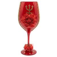 Taça Luxo Vidro Pomba Gira Rosas Vermelhas 490 ml 