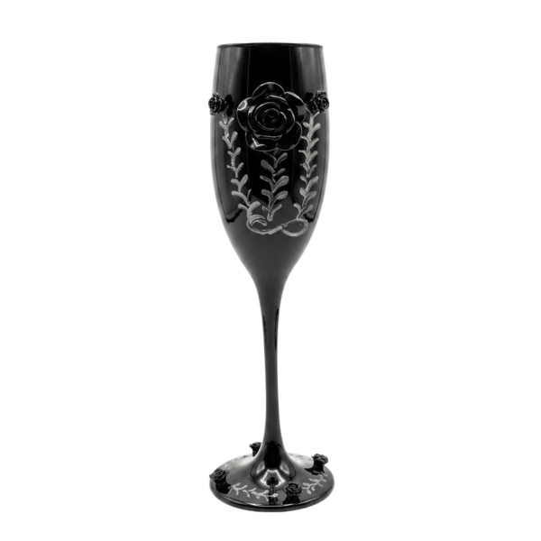 Taça Vidro Preta Pomba Gira Rosas 196 ml