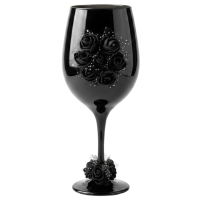 Taça Vidro Preta Pomba Gira Rosas Pretas 490 ml