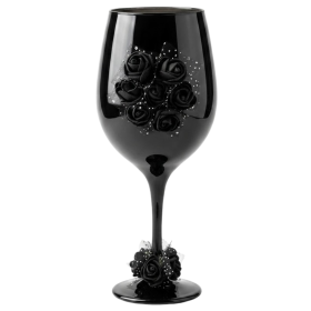 Taça Vidro Preta Pomba Gira Rosas Pretas 490 ml