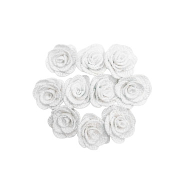 Kit 10 Flores Branca 3 cm Tecido Poliester