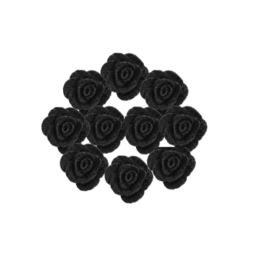 Kit 10 Flores Preta 3 cm Tecido Poliester